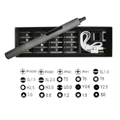 Micro Chave Parafusadeira Elétrica Ferramenta Luz Led Recarregável Mini Yaxun 801 com 20 Ponteiras