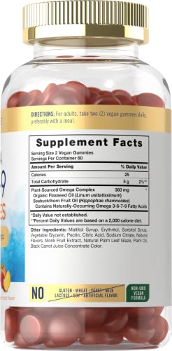 Carlyle Omega 3 6 7 9 Gummies | 120 Count | Vegan Plant Sourced Supplement | Peach Flavor #TOP1