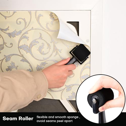 NEWISHTOOL Wallpaper Smoothing Tool for Applying Peel and Stick Contact Paper, Vinyl Backsplash Tile, Wallpapr Tools with Sponge Seam Roller, Purple Smoother, Felt Squeegee, Precision Cutting Knife - Image 3