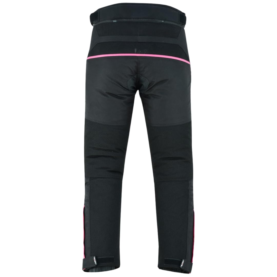 LOVO - Pantalones Moto Verano Mujer con Diseño Perforado - Ropa de Motociclismo Femenina de Alta Protección - Confort y Seguridad - Protectores en Rodillas y Caderas - Pantalon Moto Mujer