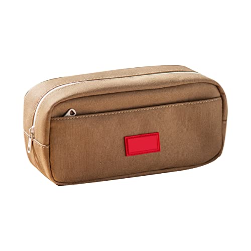 GYZD Étui À Crayons Trousse À Stylos De Grande Capacité, Sac À Crayons Durable, Étuis Organisateur De Boîtes À Crayons, Fournitures Scolaires De Bureau Portables,Marron Cover