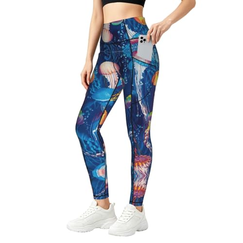 Leggings de medusas con estampado colorido y tejido elástico diario