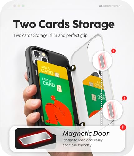 Goospery IP12P-MDB-FLR2 For Iphone 12/12 Pro (2020) 6.1-Inch Card Holder Wallet Case, Protective Dual Layer Bumper Phone Back Cover With Hidden Mirror thumb #2