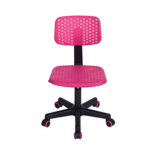 Furniturer Swivel Writing Task Chair Low Mid Back Armless Height Adjustable Computer Desk Chair For Home Office Kindergarten Girls Boys Teens Students,W15.9 X D14.6 X H34.3 (Pink) #TOP2