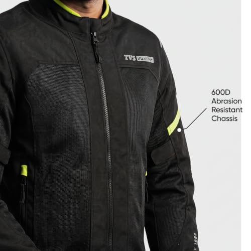 Image of TVS Racing Tech-Core Road Jacket for Men | CE2 armour <5kN at Shoulders Elbows and Back | 600D Chassis | 310gsm Vent Mesh | High-Vis Reflective Tech| YKK zippers