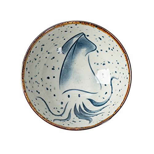 Tj Global Set Of 6 Traditional Japanese Pottery Ceramic Bowls With Different Fish Designs For Rice, Salad, Soup, Cereal, Snacks, Ice Cream - 10 Fluid Ounce Capacity #TOP4