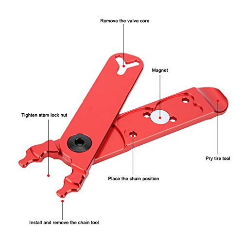 SHYEKYO Bicycle Chain Pliers, Valve Stem Lock Nut Wrench Valve Tool Plier Compact Multi‑Functional Aluminum Alloy for Bike,for Bicycle 3 SHYEKYO Bicycle Chain Pliers, Valve Stem Lock Nut Wrench Valve Tool Plier Compact Multi‑Functional Aluminum Alloy for Bike,for Bicycle - Image 4