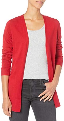 Amazon Essentials Women's Lightweight Open-Front Cardigan Sweater (Available in Plus Size), Red, Large