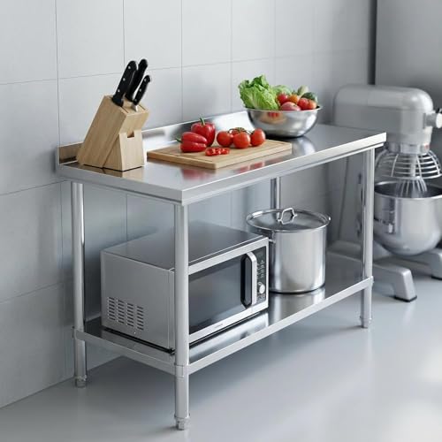 Image of Stainless Steel Table Prep & Work 20 x 32 Inches, NSF Commercial Heavy Duty Table with Undershelf and Galvanized Legs for Restaurant, Home and Hotel