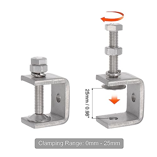 Collier de serrage en C inox ouverture mâchoire large pour bâtiment