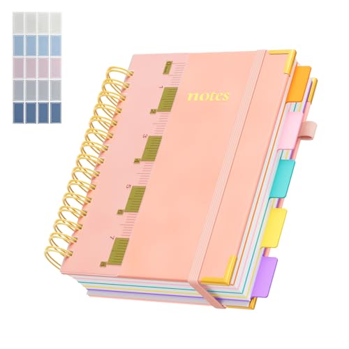 Carnet à spirale A5 journal ligné pour femme avec règle amovible