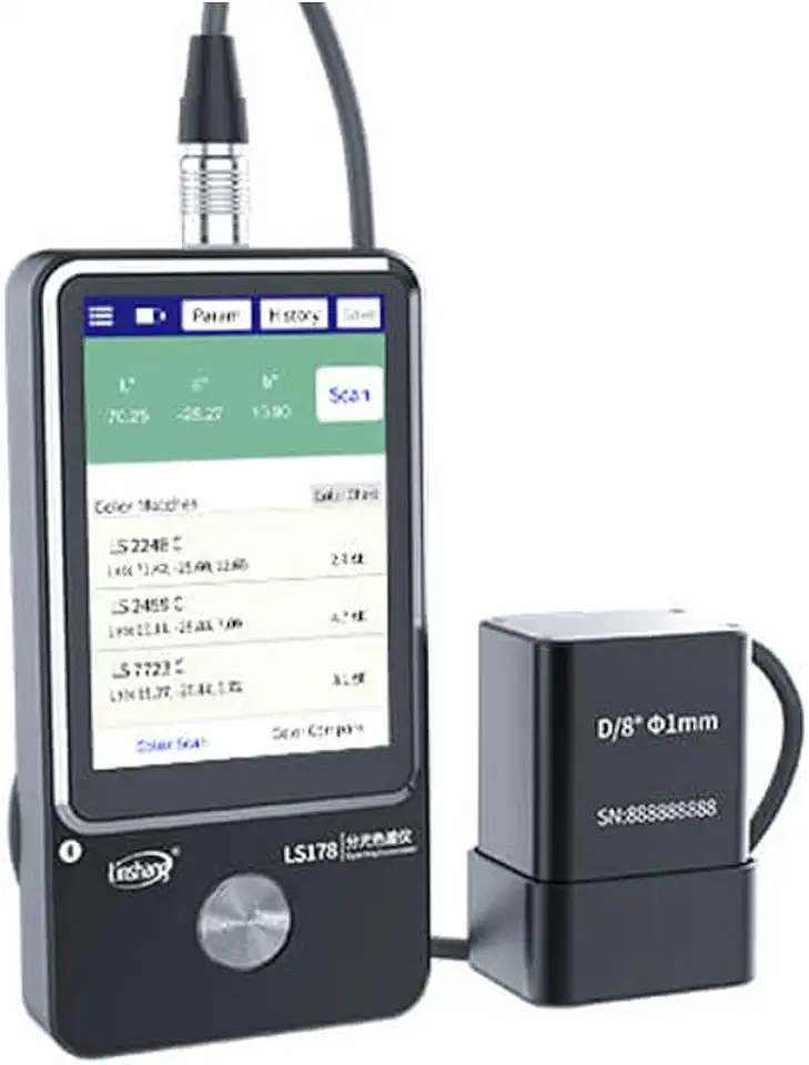 LS178 Espectrofotômetro portátil de 1 mm, sonda dividida de abertura pequena, analisador de cores, tela sensível ao toque, medidor de diferença de cor com aplicativo e software