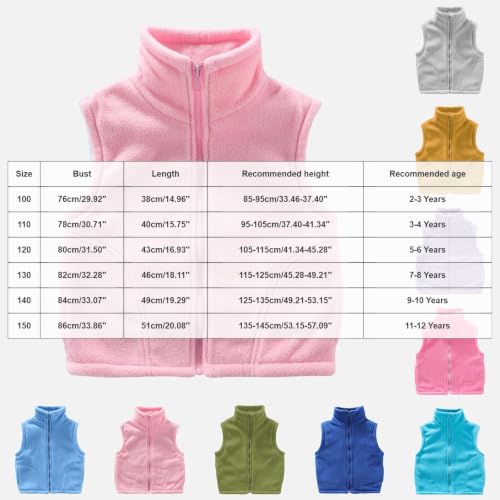 Boys and Girls Fleece Vest Zip Up Mock Neck Sleeveless Jacket | Fuzzy Vests Lightweight Plain Kids Fall Winter Warm Outwear with Pockets - image 7