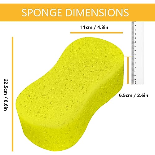 2 Pack Car Sponges,Jumbo Sponges For Car Cleaning,Anti Scratch Technology for Car Exterior & Window Washing- Perfect For Wheels, Windscreen & Bodywork (2 Yellow Jumbo Car Sponge)