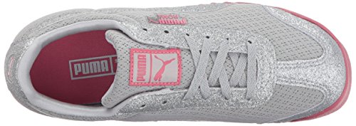 PUMA Puma Unisex-Child Roma Basic Glitz Sneaker, Silver Silver, 2 M US Little Kid