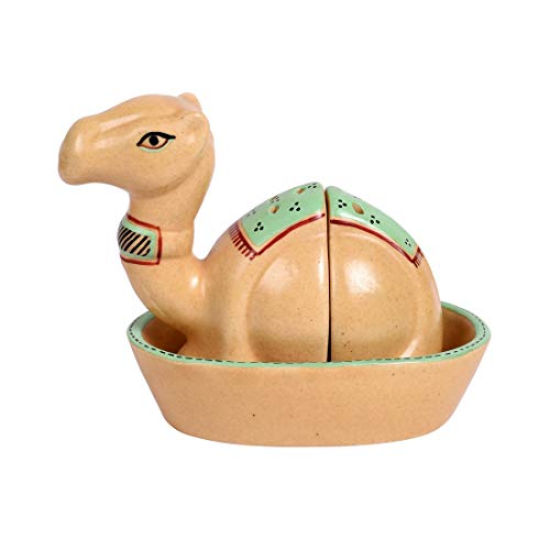 Image of Aakriti Art Creations Ceramic Salt & Pepper Dispenser Set with Tray | Handcrafted Modern Art Dining Table Shaker Set | Kitchen Salt Pepper Organizer | Kitchen Decoration Items Stylish