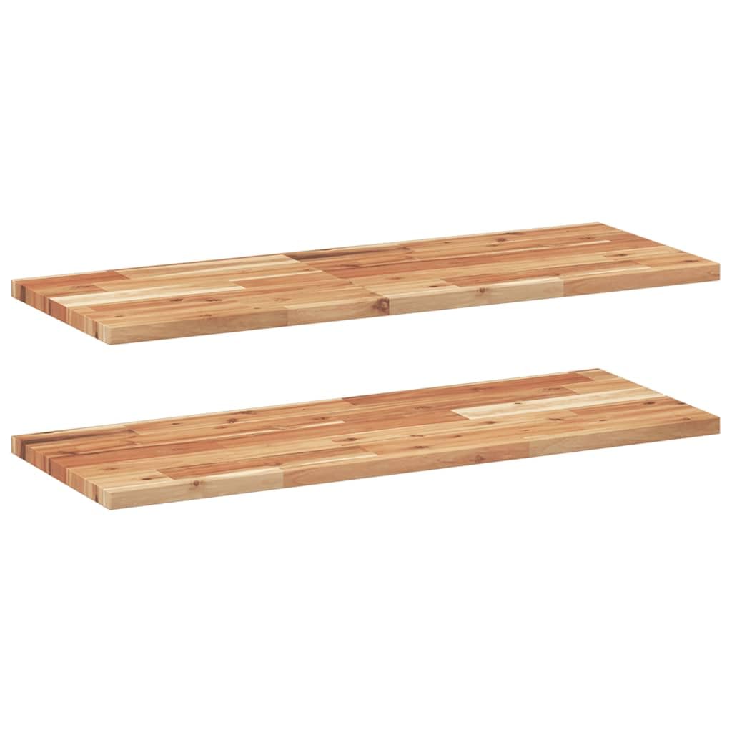 Lot de 2 étagères murales 80 x 30 x 2 cm en bois d'acacia