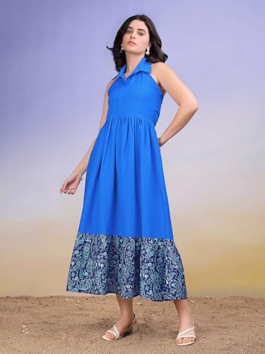 Image of PURVAJA Women's Maxi Cotton Blend Dress (Floe-236-240)
