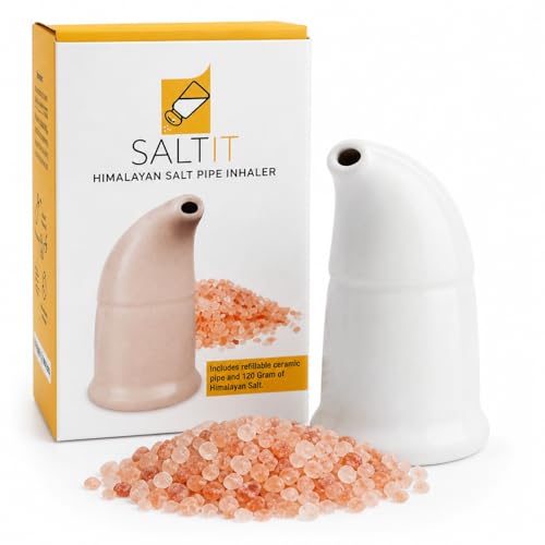 SALTIT Original Himalayan Salt Pipe with Natural Himalayan Pink Salt Crystals Standard Size Compact Design Refillable Additive Free