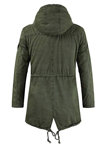 Chouyatou Men'S Spring Military Full-Zip Removable Hooded Cotton Mid-Long Parka Jacket Coat thumb #1