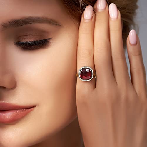 Jupiter Corundum Ruby Gemstone Ring - 14K Gold Plated Genuine Gemstone Women Ring, 0.47"/12Mm Natural Birthstone Rings Jewelry Gifts For Valentine's Day, Mother's Day, Birthday Jewelry Gifts #TOP3