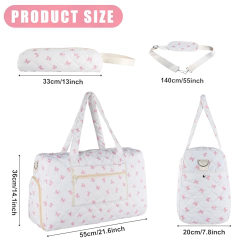 GLOMAXLY Bow Print Duffle Bag Set