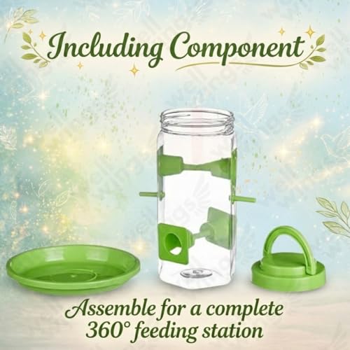 Image of Bird Feeder and Waterer Set with Hanging Brackets - 2-in-1 Wild Bird Feeding Station for Outdoors - Weatherproof Seed Dispenser & Hydration Kit for Garden, Patio & Balcony (2 Pack Food)