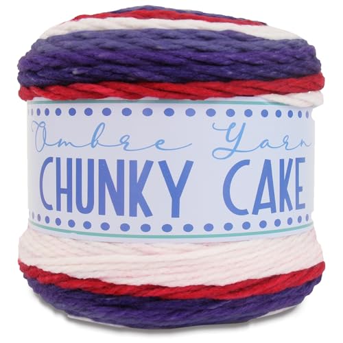 Image of ThreadArt Ombre Yarn - Big Chunky Yarn Cake, 300g - Patriotic 09 | Thick Super Bulky #6 for Knitting & Crochet - Variegated 100% Soft Acrylic Fiber - 336 Yards