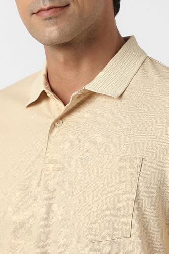 Image of Peter England Men's Cotton Maze Geometric Print Polo T-Shirt - Casual Wear | Modern & Stylish