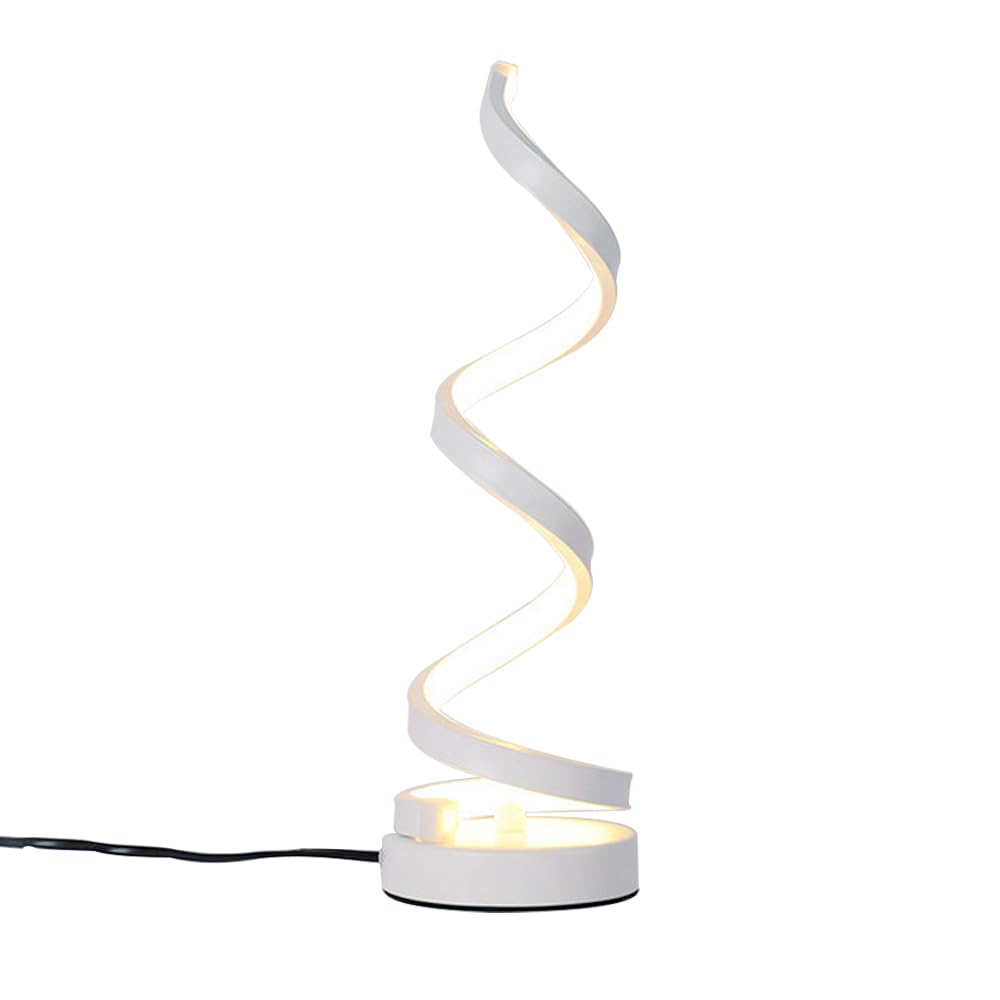 Lampy biurkowe Lampa biurkowa LED Spiralna lampa nocna LED Lampa stołowa zakrzywiona nowoczesna lampa stołowa salon sypialnia (biały)