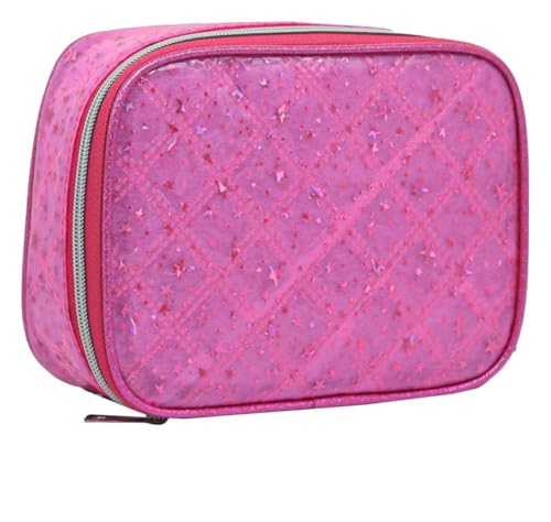 Estojo Box, Verniz Glitter Estrelas, Rosa Pink, Com Divisões Para 100 Pens