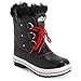POLAR Womens Mid Padded Thermal Durable Rubber Sole Waterproof Winter Snow Faux Fur Boots - Black/Red - EU40/US9 - YC0637