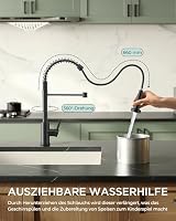 FORIOUS Wasserhahn Küche, Wasserhahn Küche Ausziehbar, 360° Schwenkbar Spiralfeder Spültischarmatur Küche, Einhebel-Warm- und wasserhahn, Matt Schwarz – Ansicht 3