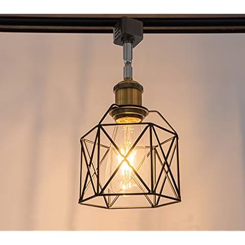 Kiven H System Track Lighting Heads,Vintage Loft Design, Black Basket Cage Track Mount Light,Adjustable Decorative Lighting Fixture for Kitchen Island Hotel Shop and Bar,Black - 1 Pack Cover
