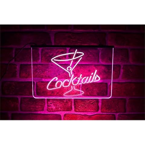 Cocktails LED Neon Light Up Sign | Hanging Wall Display Décor For Home Bar Pub Cover