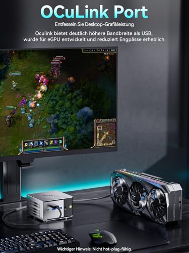 GMKtec M8 AMD Mini PC Ryzen 5 PRO 6650H (Beat 7430U, 6C/12T 4.50Ghz) Dual NIC LAN 2.5GbE, 16GB LPDDR5x 6400MHz RAM + 512GB Hard Drive PCle SSD, Oculink, USB4, HDMI, USB-C, Micro PC - Image 6