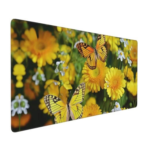 Grand tapis de souris de jeu antidérapant 40x90 cm sous-main ordinateur jaune