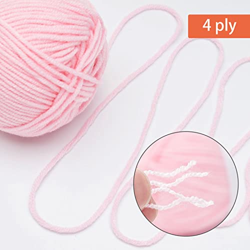 Image of NICEEC 300g Soft Assorted Colors Yarn - Sport Weight,100% Acrylic, 4 Ply, Bonbons Yarn for Crochet & Knit, DIY Project Starter Kit for Kids or Adults(Total 870yds) - Pink Series