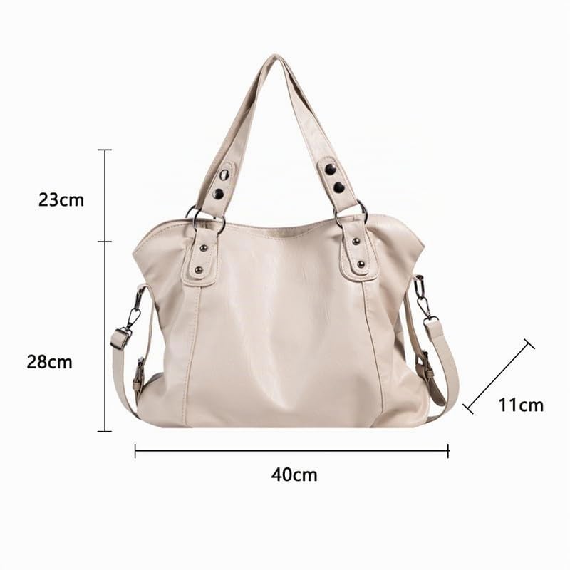Hobo Handtasche Schultertasche Shopper Henkeltasche Damenhandtasche aus PU-Leder Damen Tasche Hobo Damentasche Umhängetasche Taschen für Frauen Mutter Weiß