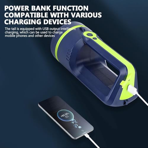 Image of High Power Long Distance Rechargeable Torch Light with 5000mAh Battery and 5 Modes Searchlight with Front and Side Flashlight Torch for Outdoor, Emergency, Camping (WD-5021A)