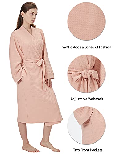 Oxy Wing Robes For Women Waffle-Knit Bathrobe With Pockets Lightweight Spa Sleepwear Soft Knee Nightgown #TOP4