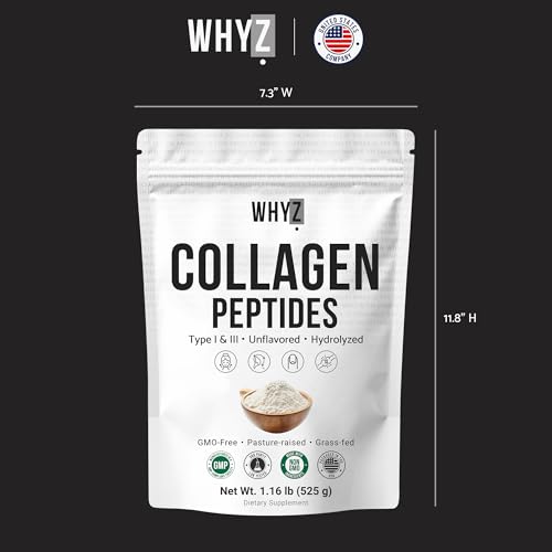 Image of Bovine Collagen Peptides Powder Hydrolyzed Type I & III Protein, Grass-Fed Pasture-Raised Source, Unflavored Collagen Supplement Paleo-Friendly For Active Lifestyles & Wellness Non-GMO,1.16 lb (525g)