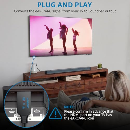 Image of AUTOUTLET HDMI eARC /ARC to Optical Audio Cable, 192kHz /24bit 1.5M /5FT Hdmi eARC to Optical Converter, Integrated Desgin, Plug and Play, Supports PCM 2.0, Dolby Digital 5.1, DTS 5.1 (NOT Support CEC)