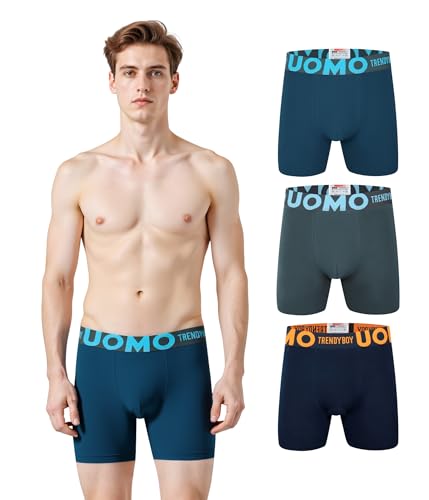 Boxers Extra-Longs pour Hommes – Caleçons en Coton Stretch, Lot de 3, Coupe Classique (B803, XXL)