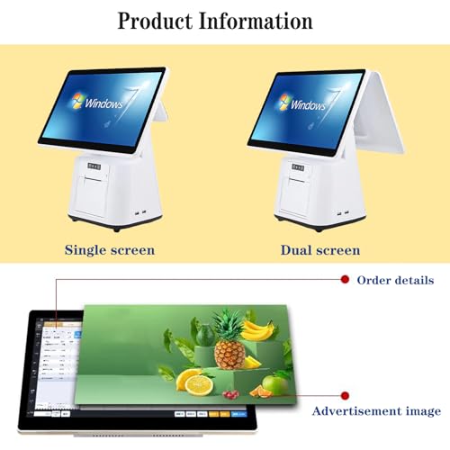 HJGJYWLQ Restaurant POS System with 15.6-Inch Touchscreen - All-in-One Cash Register for Small Business, 8GB RAM 128GB SSD, Retail Store Payment Terminal with Receipt Printer (Single Screen)