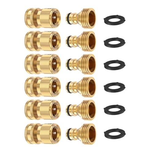 Garden Hose Quick Connectors, Solid Brass 3/4 Inch Thread Fitting, Water Hose Connectors Garden Hose Disconnect 3/4
