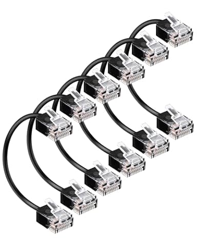 RIIEYOCA Ultra cienki kabel Ethernet Cat 6, elastyczny kabel LAN RJ45 Cat 6a Gigabit 0,25 m (zestaw 6 szt., czarny)