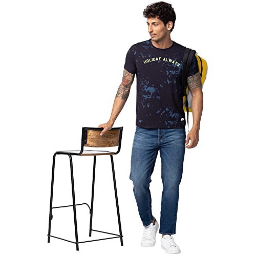 Image of Spykar Men's Slim Fit Round Neck Half Sleeve Printed Casual T-Shirt