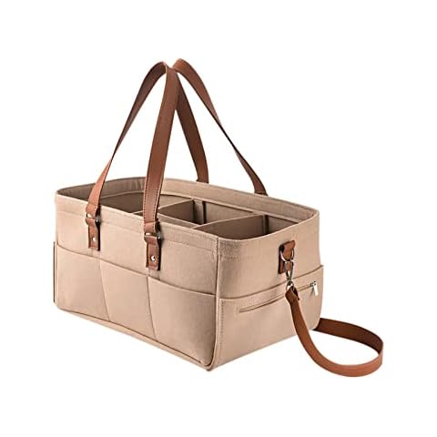 GmeDhc Baby Nappy Caddy Organiser, Portable Nappies Organizer, Foldable Nursery Storage Basket, Big Long Strap Diaper Bag Tote, with Changeable Compartments, for Newborn and Infant Items Cover