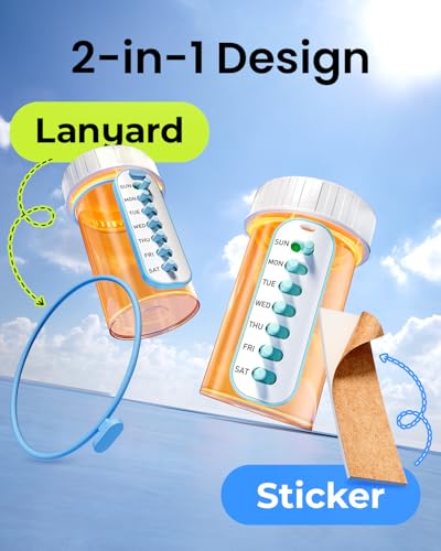 Odaro 2 Pack Pill Reminder, Lanyad or Sticker Pill Tracker, Work with Most Bottles, Reusab - image 3